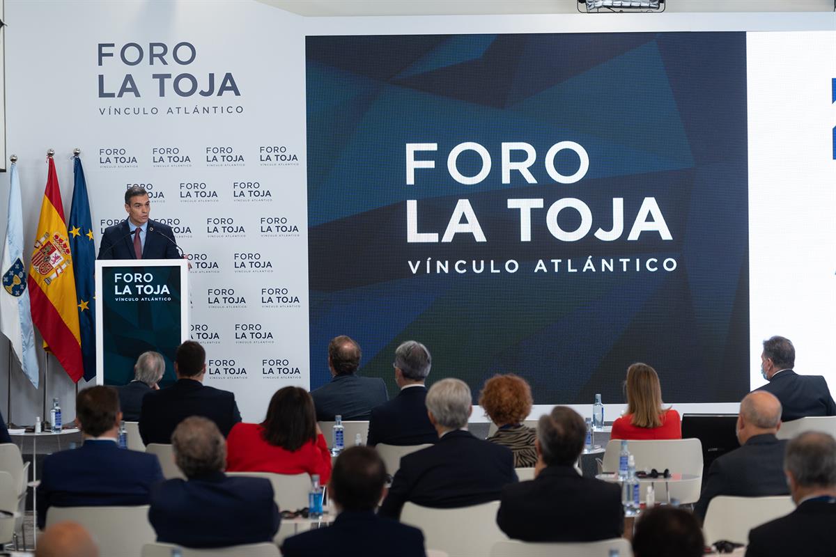 3/10/2020. Pedro Sánchez clausura el II Foro La Toja-Vínculo Atlántico. El presidente del Gobierno, Pedro Sánchez, durante su intervención e...